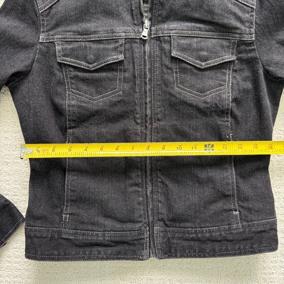 CHICO'S PLATINUM | Black Denim Moto Style Jacket Sz 4 - Picture 5 of 7